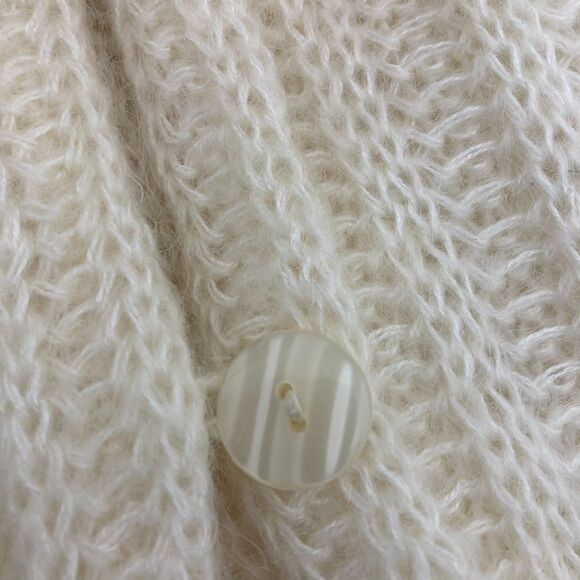๐งธ Express Tricot M Vintage Mohair Cardigan Cream Fuzzy 80s 90s Chunky Knit - Picture 10 of 14